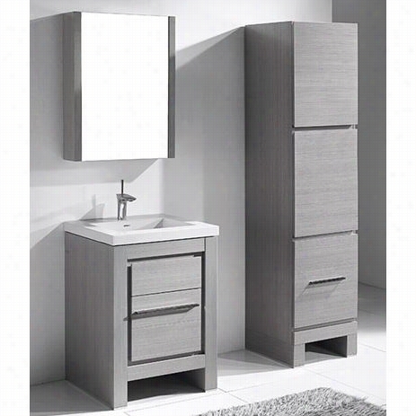 Madel Ib999-24-001-ag-xtu2220-4-110-wh Vicenza 24&q Uot;" Vanity Inn Ash Grey With Urban 20 Xtone Golssy White Isngle Faucetholesolid Surface Top
