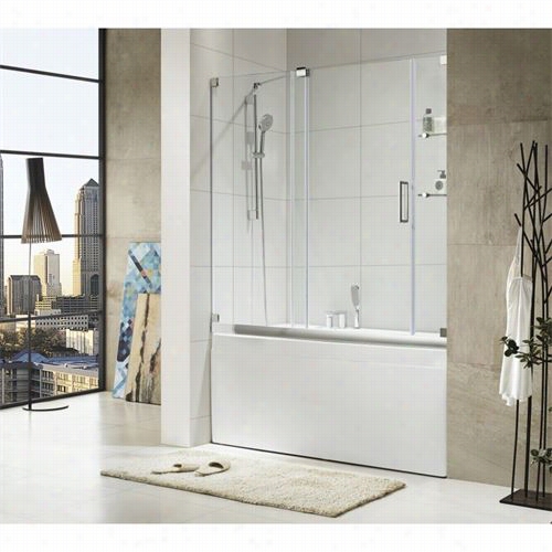 Paragon Bath 0asbs0403 Oasis-e Premium 3/8"" Thick Clear  Glass Frameless Sliding Shower Door In Chome