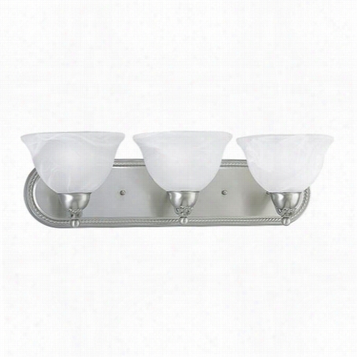 Progress Lighting P3155-09ebwb Avalon 3 Light Bath Wall Sconce Wiht Swirled Alabster Glass Inbrushed Nickel