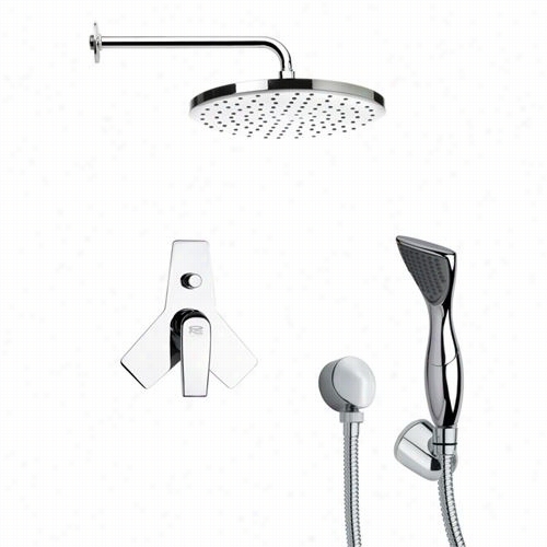 Remer By Nameek's Sfh604 Orsino 9-5/6"" Shower Faucet In Chrome With Hand Shower And 6""h Diverter