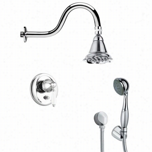 Remer By Nameek's Sfh6102 Orsino 4-57"" Roud Cnotemporary Shower Faucet Set In Chrome With Hanrheld Shower And 7""h Diverter