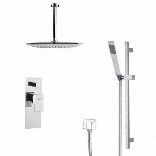 Remer By Nameek's Sfr7018 Rendino Sleek Square Shower Faucet Set In Ch Rome With 27-5/9""h Shower Slidebar