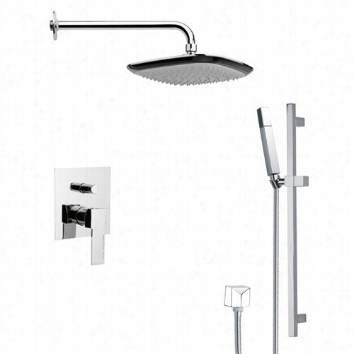 Remer By Naemek's Sfr7114 Rendino Contemporary Square Shower Faucet In Chrome  With Hand Shower And 4-2/7""w Diverter