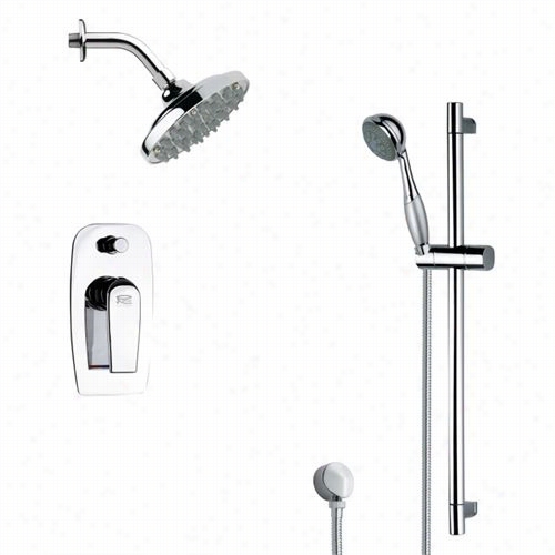 Remer By Nameek's Sfr7177 Rendino Sleek Rain Shower Faucdt Set In Chrome With 27-1/6"&quo;h Shower Slidebar