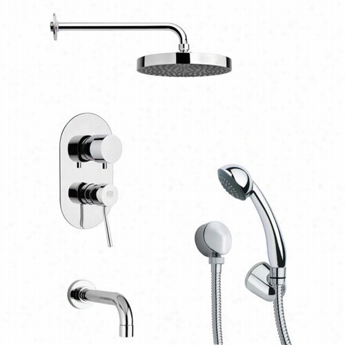 Remer By Nameek's  Tsh4146 Tyga Round Tuv And Shower Faucet In Chrome Through  Hand Sshower And 4--5/7""w Tub Spput
