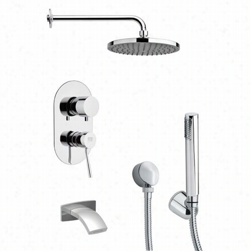 Remer By Nameek's Tsh4151 Tyga Round Tub And Shower Faucets Et Inc Hrome With 1_1/4""w Handheld Shower