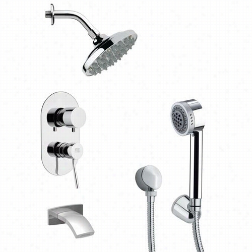 Remer By Nameek's Tsh4179 Tyga A~ Sleek Contemporrary Shower System In Chrome With 4""w Tub Pout