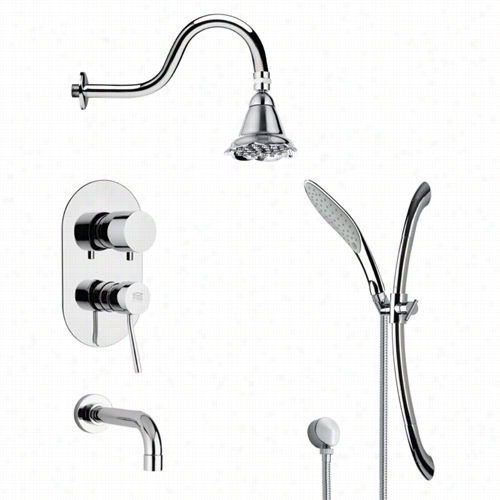 Remer By Nameek's Tsr910 3galiano Contemporary Tub And Shower Faucet Set In Chrome With 1-7/9"" W Handheld Shower