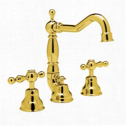 Rohl Ac109lp-ib Cisal  3  Hole Widespread Lavatory Faucet In Inca Brass With White Resin Lever