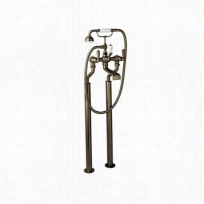 Rohl U3.520l-1-eb Edwardian Exposed Floor Mount Tub Filler In  English Bronze With Handshower And Lever Handle