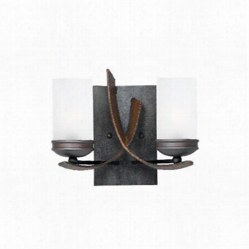 Varaluz 112b02b Aizen 2 Light Bathrroom Fixture I N Aspen Bronze And Hammered Ore With Creamy Etched Glass