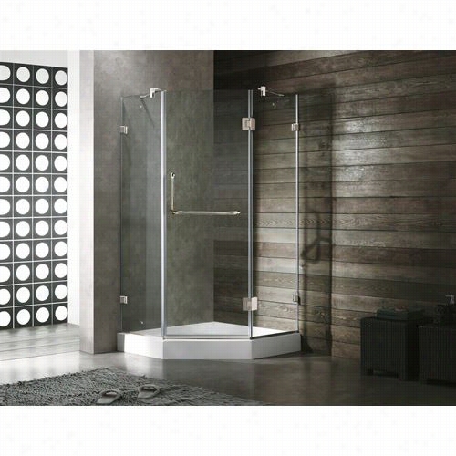 Vigo Vg6062chcl38w 38"" X 38&auot;" Frameless Neo Anglee 3/8q&uot;&q Uot ; Shower Enclosure In Clear/chrome With White Basee