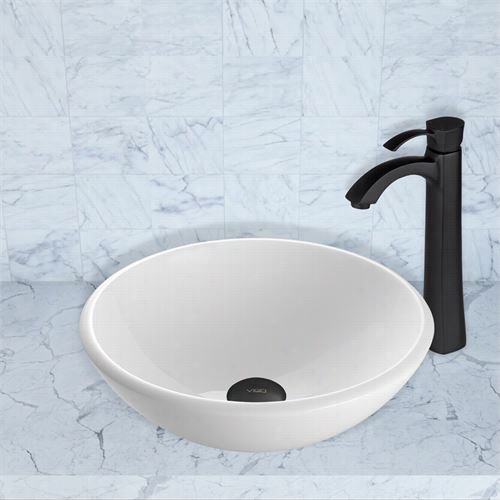 Vigo Vgt431w Hite Phoenix Stone Vessel Sink And Otis Faucet Set In Matte Black