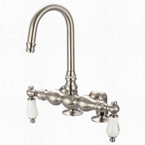 Water Creation F6-0016-02 Vintage Classic 3-3/8"" Center Deck Mount Tu6 Faucet With Goosenekc Spout And 2&quo T ;" Riers In Brushed Nickel