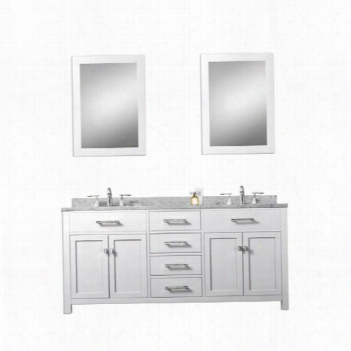 Water Cration Madison-60 Mdison 60"" Solid White Doub Le Sink Bathroom  Emptiness With 2 Matching Framed Mirrors