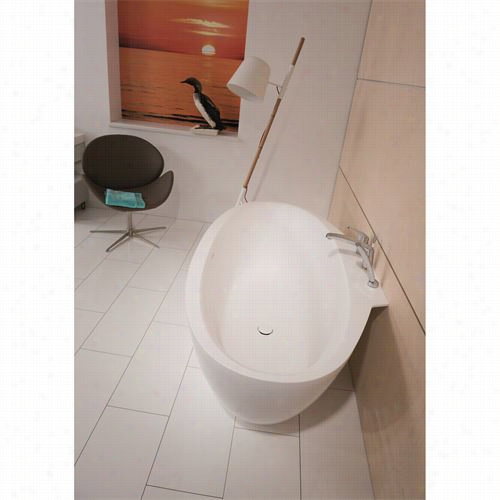 Aquatica Sesnuality Mini-w-wht Sensuality Mini Freestandi Ng Aquastone Bathtub In Whhite With Wall Ledge