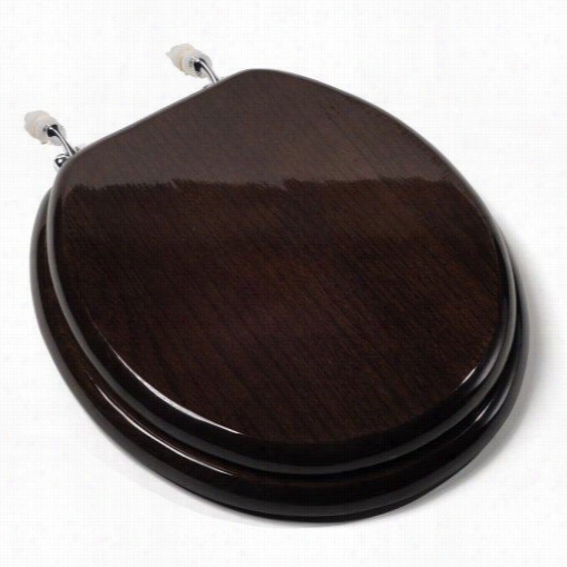 Comfor T Seats C1b2r-18ch Designer Solid Round Wood Toilet Seat In Dark Brown With Pvd Chrome Hinges