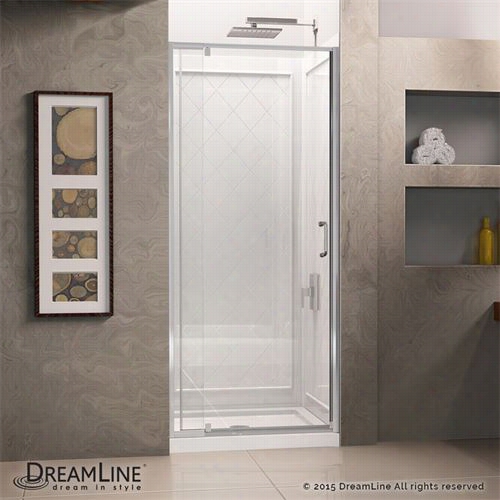 Dreamline Dl-6218c-01cl Flex 36""w X 36""d X 76-3/&4quot;"h Ftameless Showerdoor In Chrome With Backwall And Ase Kit