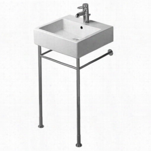Duravit D17506 Vero 19 5/8""  Washbasin With Overflow And Chorme Metal Consolle Base