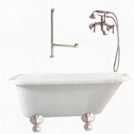 Gagnni La1 Augusta 54"" Roll Top Tugkit With Ballc Law Feet, Drain, W All Mount Faucet With Lever Handles