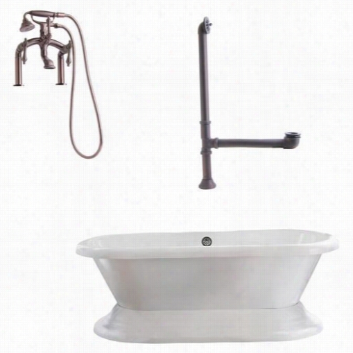 Giagni Lw3 Wescott 72"" Dual  Tub With Plinth, D Eck Risers, Drain, Deck Mount Lever Handle5 Faucet Ans Hand Shower