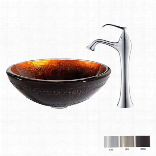 Kraus C-gv-6994-19mm-15000 Prometheus Glass Vessel Sink And Entus Faucet