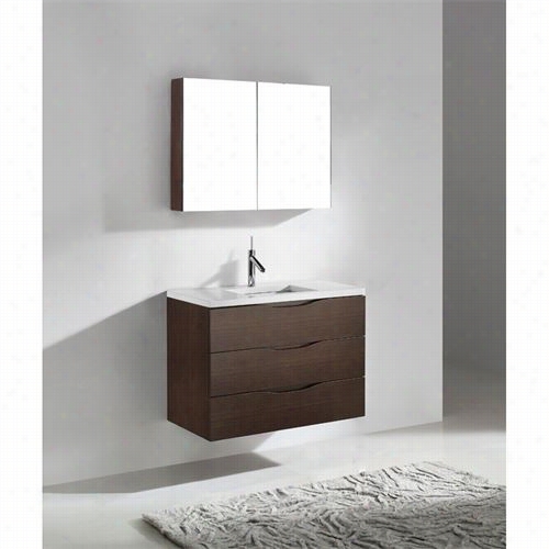 Madeli B100-30-002-wa-gts1880-30-110-ww Bolano 30"" Wal L Hung Vanity In Walnut Attending Winter White Tempered Gllasstop One Basin For Sing1e Faucet Hole