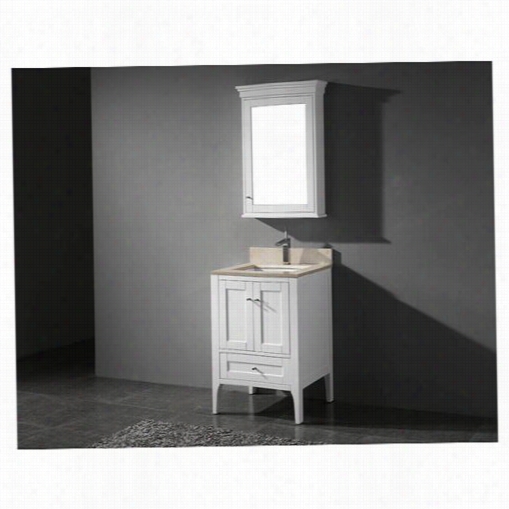 Madeli Bb970-24-001-mw-qst2208-24--130-mo Torinno 24"" Vanity In Matte White With Mocha Backsplash And 3 Faucet Hles