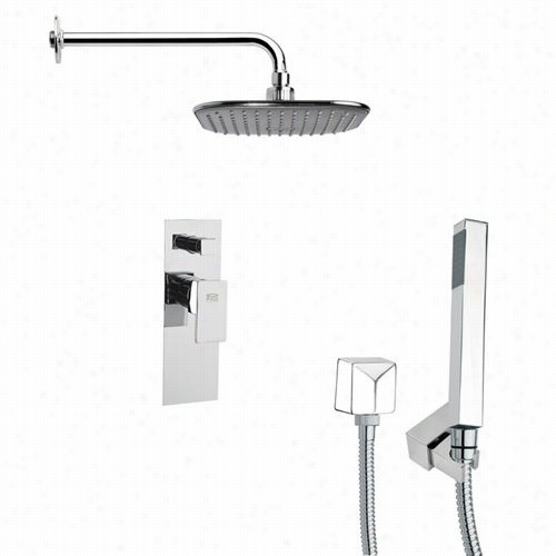 Remer By Nameek's Sfh6037 Orsino 2-1/6"" Sqaure Shower Faucet In Chrome With Hand Shower And 2-1/2""d Diverter