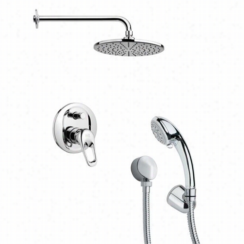 Remer By Nameek's Sfh6154 Orsino 2-3/5"" Round Contemporary Shower Faucet Set Ni Chrome With Ahnrheeld Shower And 4-4/7""h Diverrter