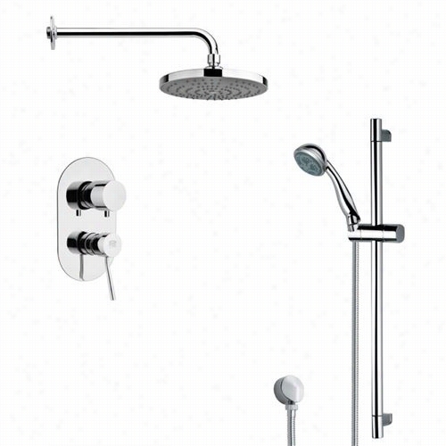 Remer By Nameek's Sfr7168 Rendino Round Seek Shower Facuet Set Inc Hrome With 27-1/6""h Shower Slidebar