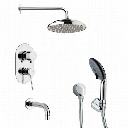 Remer By Nameek's Tsh40 50 Tyga Sleek Tub And  Shower Faucet In Chrome  With 3- 2/9""w Multi Function Handheld Shower