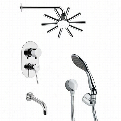 Remer By Nameek's Tsh 4085 Tygasleej Round Contemporary Shower System In Chrome