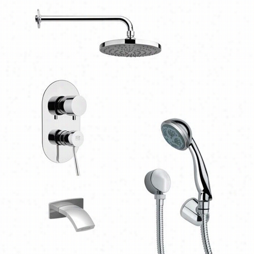 Remer By Nameek's Tsh4168 Tyga Smooth Contemporary Shower System In Chrome With 4" ;"w Tub Spout