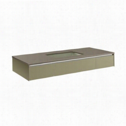 Roobern Vs48ucl14 Slim Three Drawer Vanity In Champagne Mesh Upon 24"" Nudercounter Center Sink And Nightlight