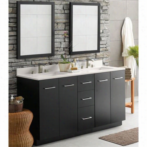 Ronbow 091024-b02 Arden 24"" Strawboard Vanity Cabinet With 2 Door, A Shelf And Hidden Drawer In Black