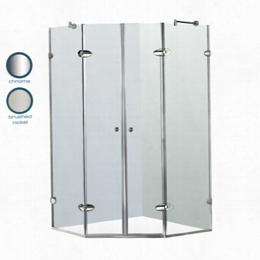 Vig O Vg6063bncl442 40"" X 40"" Frameless Neo~angle Shower Enclosure In Cleear/brushed Nickl