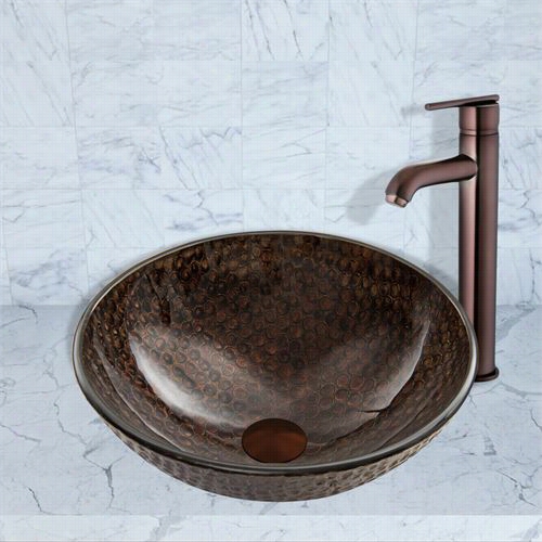 Vigo Vgt886 Small Change Shield Glass Vessel Sink And Seville Faucet Set In Oil Rubbed Bronze