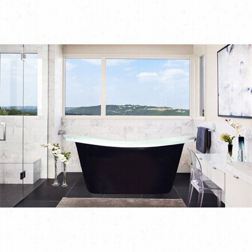 Aquatica Loveme-blck-wht Loevme Freestanding Ecomadmor Stonne Bathtub In Black Outside/white Inside