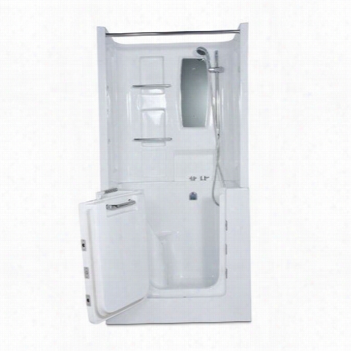 Meditub 31140lwd 40"" X 31"" Dual Hydrotheerapy Anc Expose Therapy Walk-in Spa/shower In White With Left Swing Door