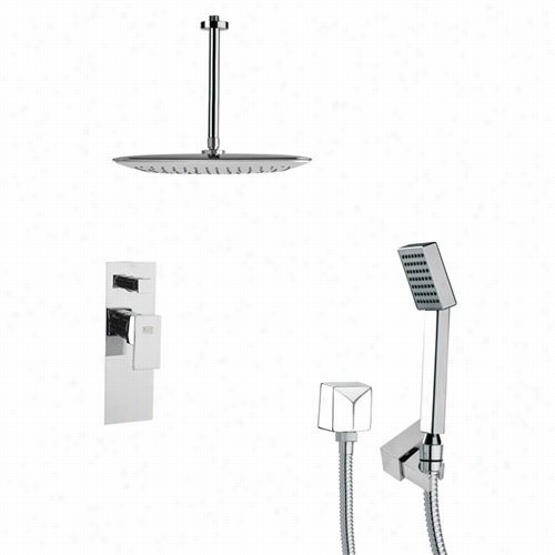 Remer By Nameek's Sfh6201 Orsino 11-4/5"" Square Showe R System In Chrome With 7-2/7""h Diverter