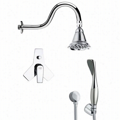 Remer By Nameek's Sfh6104 Orsino 4-5/7"" Round Modern Shower Faucet Set Iin Chrome With Hand Shoower And 4-1/2""h Diverter