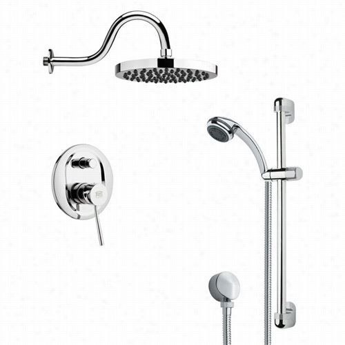 Remer By Nameek's Ssfr7059 Rendino Round Rain Shower Faucet  In Chrome Wtih Handheld Shower And 6-1/9""w Diverter