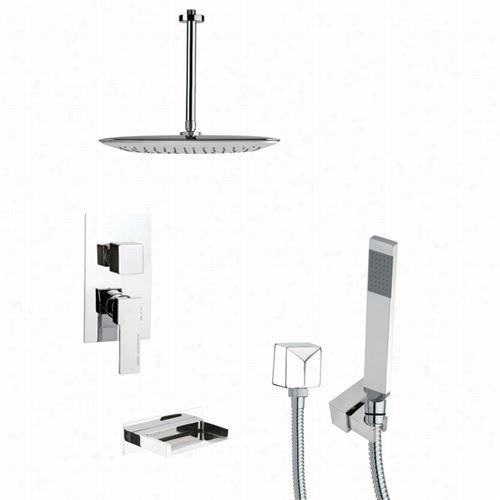 Remer By Nameek's Tsh4018 Tyga Square Tub And Sohwer Faucet Set In Chrome Attending Hand Shower And 8-2/3"&quoot;h Diverte R