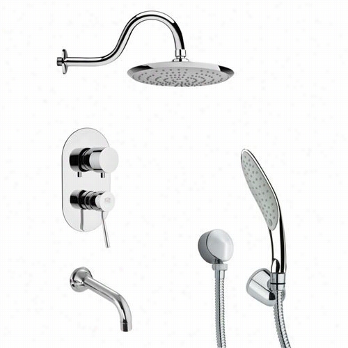 Remer By Nameek's Tsh4075 Tgga Modern Roun D Tub And Shower Faucet In Chrome With Handheld Shower And 1&quo;t&quuot;w Hanheld
