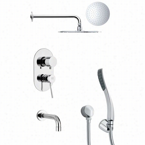 Remer By Namek's Tsh4130 Tyga Round Modern Shower System In Chrome With 1""w Handheld Shower