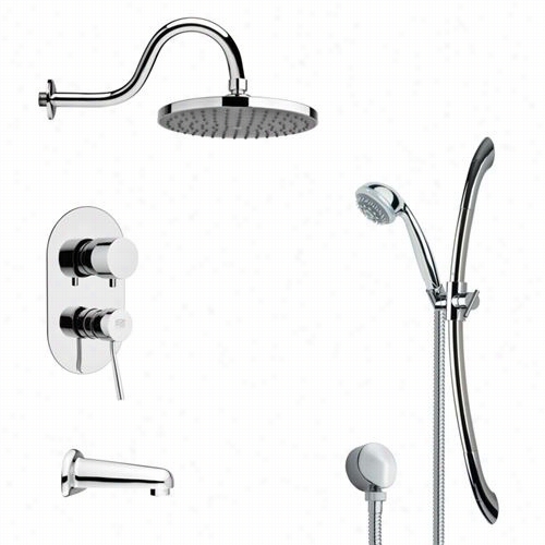 Remer By Nameek's Tsr9065 Galiano Sleek Tub And Raiin Shower F Aucet In Chroome With 27--5/9""h Shwoer Sidebar