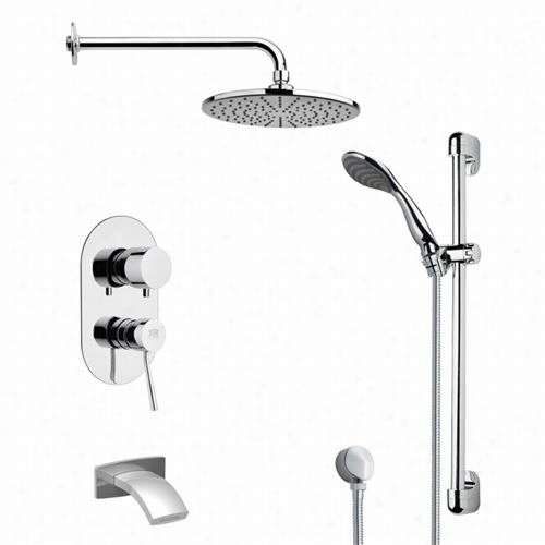 Remer By Naeek's Tsr9153 Galiano Round Rain Shower System In Chrome With 1-7/9""wh Andhel D Shower