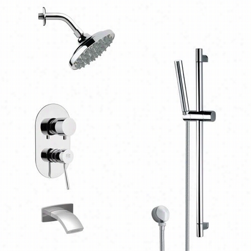 Remer By Namedk's Tsr9180 Galiano Contemporary Round Rain Shower System In Chrome With 4-5/7""wh Andheld Shower