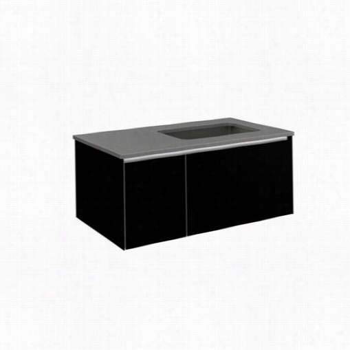 Robern Vd36brl20 36"" Tw0 Drawer Deep Idle Show In Black With Right Sink And Nightlight